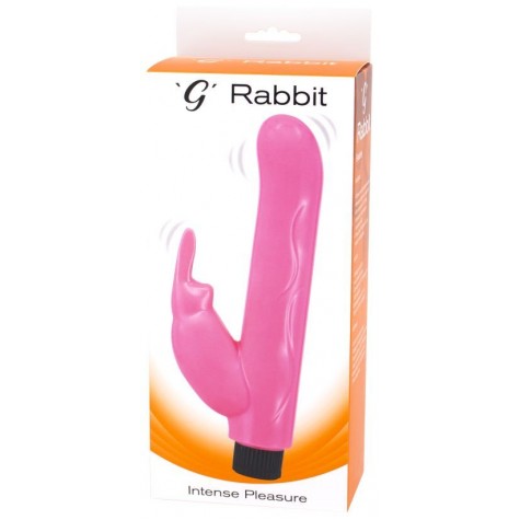 Розовый вибромассажер с клиторальным отростком G Rabbit - 15 см.